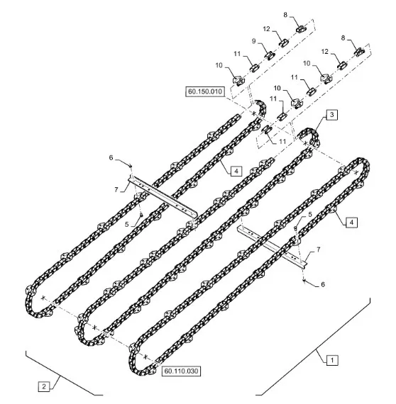47483255 - Набор цепей (3ц., 98зв.) трансп. накл. камеры без сист. копир. TC